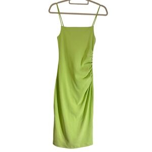 NEW Zara Green Midi Dress Bodycon Ruched Sleeveless Party Cocktail‎ Women's S